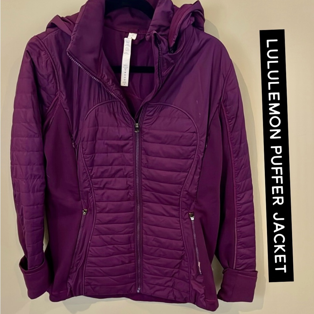 Lululemon Athletica Purple Puffer Jacket with Quilted Design